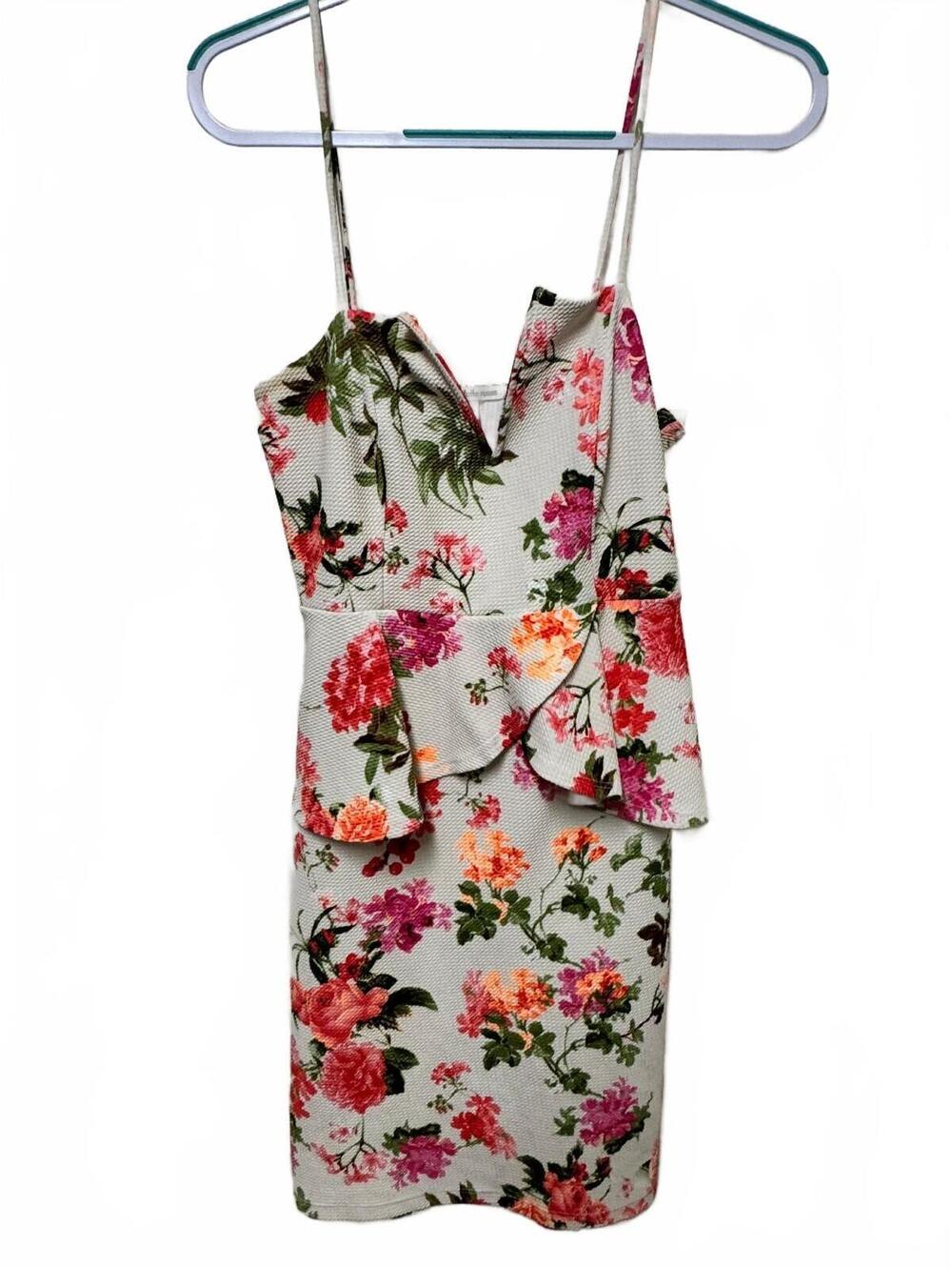 Charlotte Russe Floral Textured Peplum Bodycon Cami Mini Dress Size L